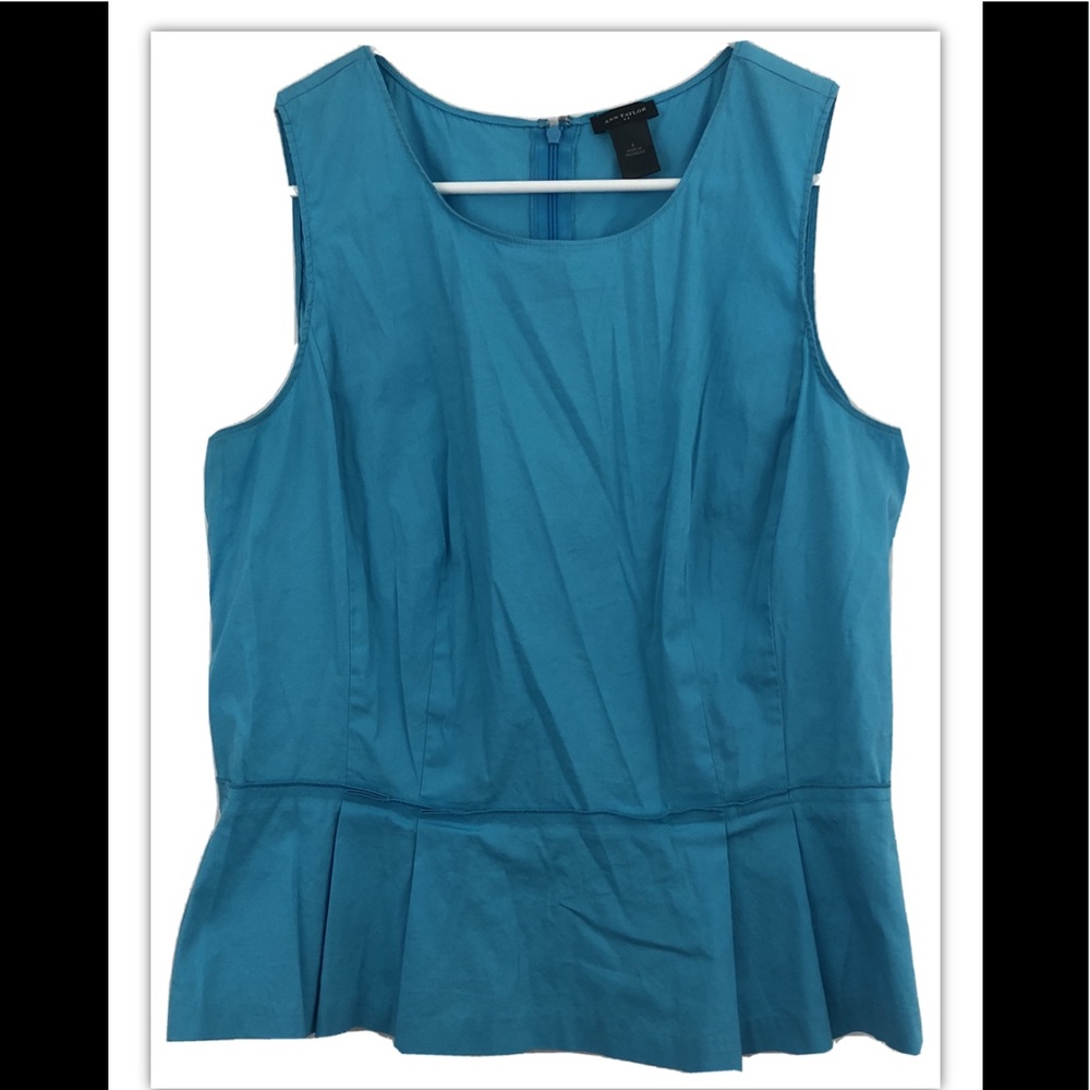 Ann Taylor Blue Sleeveless Peplum Lightweight Top